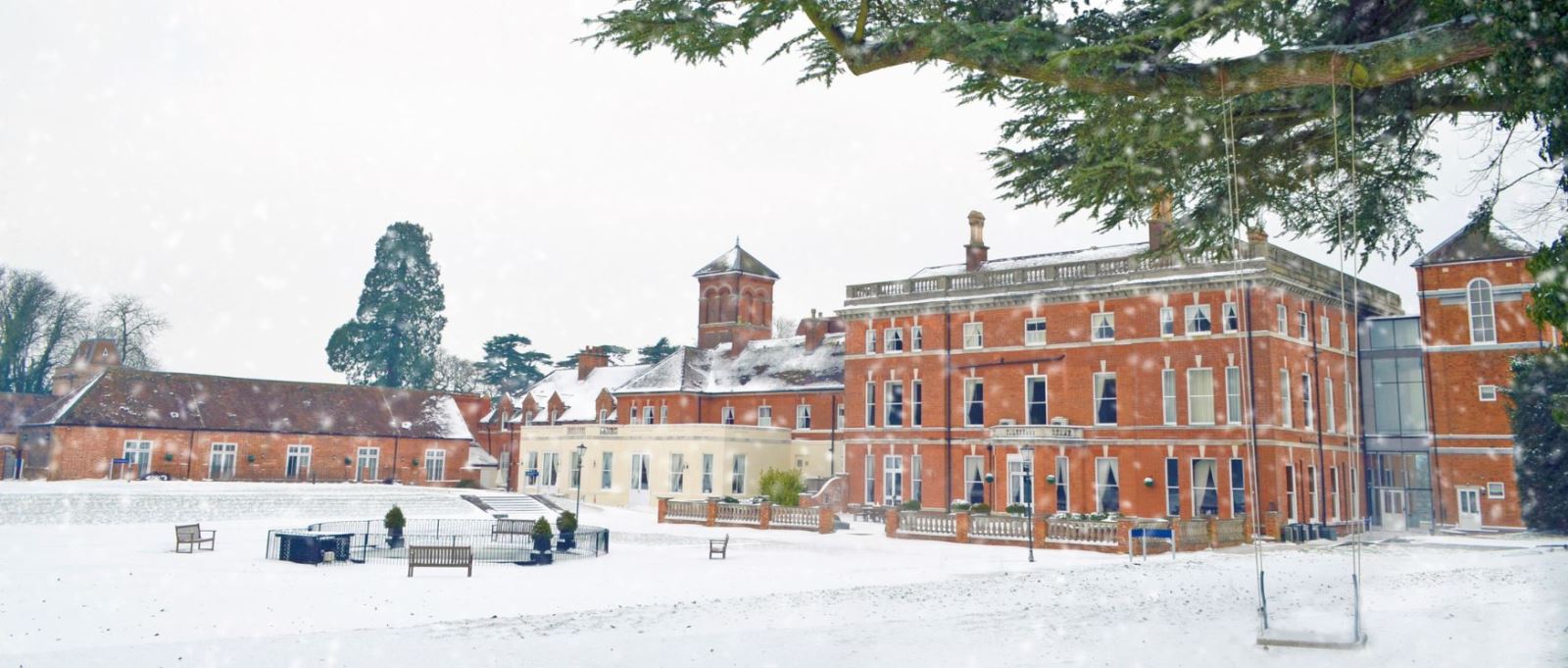 Oakley Hall Hotel in the snow